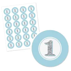 Big Dot of Happiness 1st Birthday Boy - Fun to be One - First Birthday Party Circle Sticker Labels - 24 Count