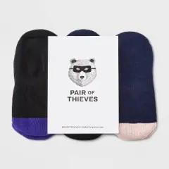 Pair of Thieves Men's 3pk Striped Cushion No-Show Socks - Navy/Pink 6-12