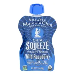 Mamma Chia Organic Squeeze Vitality Snack Wild Raspberry - Case of 16/3.5 oz