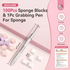 SAVILAND Pro Pink Ombre Kit - 100-Count Sponge & Tweezer Pen Set for Aura Nails Salon/DIY.