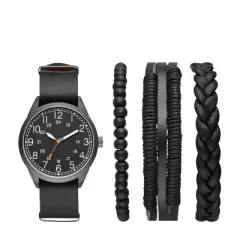 Men's Easy Read Field Strap Watch Set - Goodfellow & Co&trade; Black