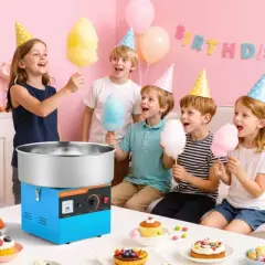 VEVOR Cotton Candy Machine Commercial, 1000W Electric Candy Floss Maker, Easy Use with 15 inch Stainless Steel Bowl and Sugar Scoop, Blue