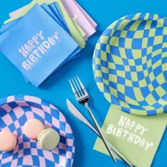 Retro Wavy Checkered Print Dinner Plate 20ct - Spritz&trade;