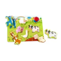 B. toys - Peg Puzzles Peek & Explore - Farm, School Bus, Shapes & Emotions - 3pk - 27pc