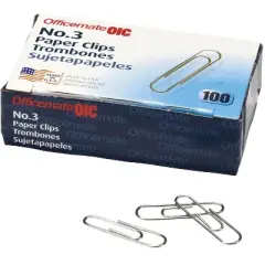 Officemate OIC #3 Size Paper Clips Smooth 525915