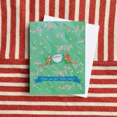 Feel Better Chipmunks Tea Get Well Sympathy Greeting Card Pack Sets (3 ct) by Ramus & Co