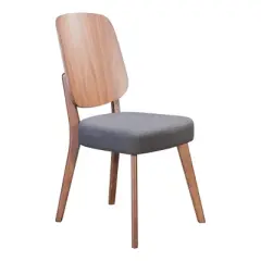 Set of 2 Retro Modern Curved Back Dining Chair Walnut/Light Gray - ZM Home