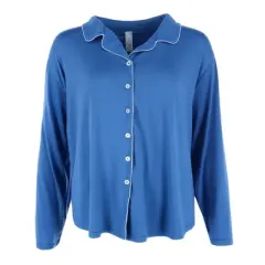 PJ Couture Women's Plus Size Notch Collar Long Pajama Set