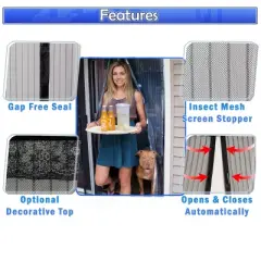 5 Star Super Deals Magnetic Screen Mesh Door Full Frame Velcro Walk Through Mosquito Screen Net - Hands-Free Automatic Snap Screen Closure