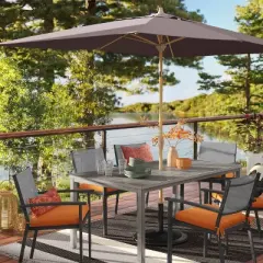 7'x10' Oversized Stripe Outdoor Rug Charcoal Gray - Threshold&trade;