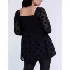 Women's Smocked Square Neck Long Sleeve Babydoll Maternity Top | Motherhood Maternity