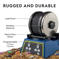 NATIONAL GEOGRAPHIC Rock Tumbler Kit, 3LB Extra Large Capacity, 3LB Rough Gemstones, 4 Polishing Grits, Jewelry Fastenings, Educational STEM Science Kit