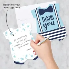 Big Dot of Happiness It's a Boy - Shaped Thank You Cards - Blue Baby Shower Thank You Note Cards with Envelopes - Set of 12