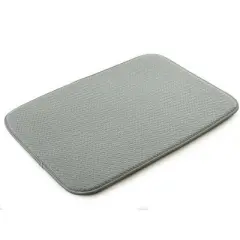 Norpro 12" x 18" Washable Microfiber Dish Drainer Glass Drying Mat Pad - Grey (2 Pack)