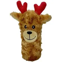Pet Lou Christmas Squeaky Reindeer Bottle Dog Toy - 8"