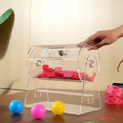 VEVOR Acrylic Raffle Drum, Professional Raffle Ticket Spinning Cage with 2 Keys, Transparent Lottery Spinning Drawing, Holds 2500 Tickets