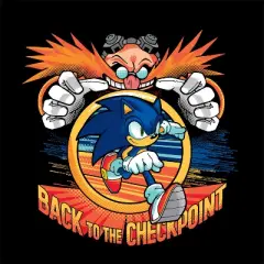 Bioworld Sonic The Hedgehog Dr. Eggman "Back To The Checkpoint" Youth Black Crew Neck Sweatshirt