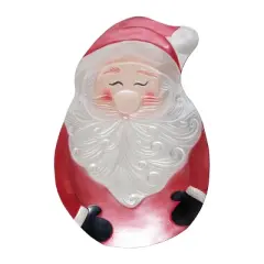 Transpac 14.96 in Multicolor Christmas Santa Platter Glass Serving Dish for Holiday Entertaining