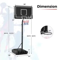 Safstar 6.9-8.5 FT Portable Outdoor Basketball Hoop w/ Shatterproof PC Backboard