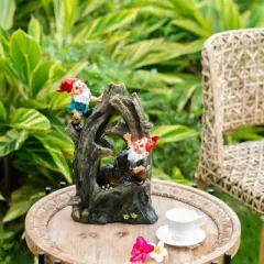 NAYSAYE Fountain Decorative Woodland Gnome Water Feature to Create Atmosphere Suitable for Garden Patio Indoor Outdoor, Brown, 8.3"*4.7"*13.8"