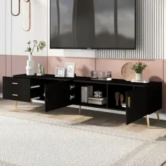 Modern TV Stand for TVs up to 77'' with 5 Champagne Legs-ModernLuxe