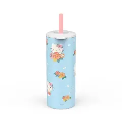 Zak Designs 16 fl oz Stainless Steel Vacuum Insulated Hello Kitty Straw Tumbler: Kids Portable Drinkware, Dishwasher-Safe