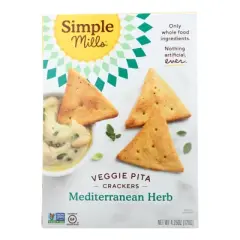 Simple Mills Mediterranean Herb Veggie Flour Pita Crackers - Case of 6/4.25 oz