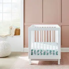 Fitted Crib Sheet Tile Print - White/Seafoam - Cloud Island&trade;