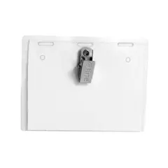 C-Line&reg; Clip Style Name Badge Holder Kit, Sealed Holders with Inserts, 3-1/2" x 2-1/4", Box of 50