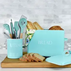 Outshine Co Large Kitchen Utensil Holder and Farmhouse Decor, Mint