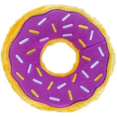 ZippyPaws - Original Donutz No Stuffing Squeaky Plush Dog Toy - Grape Jelly