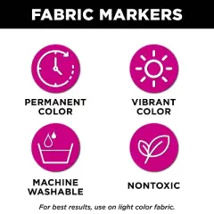 Tulip Color 24pk Fine Tip & Brush Tip Fabric Markers Ultimate Neon: Adult Coloring Markers for Fabrics