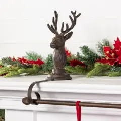 Transpac Iron Reindeer Stocking Holder for Home Christmas Decorations Perfect for Holiday Cheer