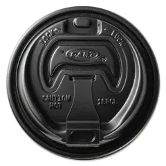 Dart Optima Reclosable Lids for Hot Paper Cups, Fits 10 oz to 24 oz Cups, Black, 1,000/Carton