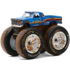 1996 Ford F-250 Monster Truck "Bigfoot #7" Blue (Dirty Version) "Kings of Crunch" Series 7 1/64 Diecast Model Car by Greenlight