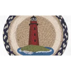 Earth Rugs Red Lighthouse Printed Round Trivet &ndash; 10" Coastal Kitchen Accent