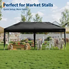 10x20 Pop Up Canopy with 2 Sidewalls - Heavy Duty Outdoor Canopy Tent with Portable Roller Bag