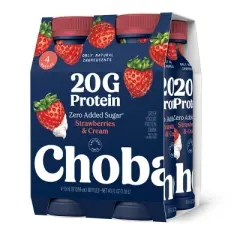 Chobani 20g Protein Greek Yogurt Drink Strawberry Cream - 40 fl oz/4ct Bottles