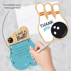 Big Dot of Happiness Strike Up the Fun - Bowling - Shaped Thank You Cards - Birthday Party or Baby Shower Thank You Note Cards & Envelopes - Set of 12