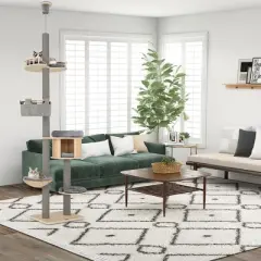 Tangkula 6-tier Floor-to-Ceiling Cat Tree w/ Cat Condo Hammock Scratching Posts Platform