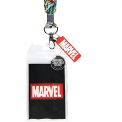 Marvel Comic Book Graphic Lanyard ID Badge Holder And 2" Rubber Charm