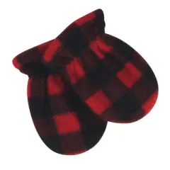 Hudson Baby Infant and Toddler Fleece Trapper Hat and Mitten 2pc Set, Black Red Plaid