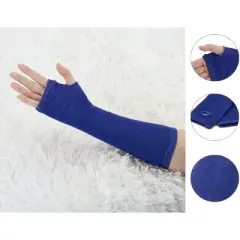 Unique Bargains Women's Tumbhole Elbow Length Knitted Arm Warmers Fingerless Gloves