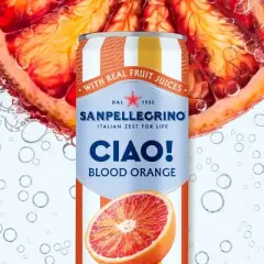 Sanpellegrino CIAO! Blood Orange Flavored Sparkling Water with Real Fruit Juices - 6pk/11.15 fl oz Cans