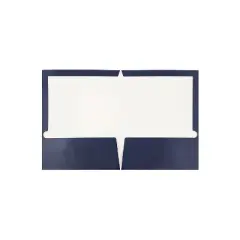 JAM Paper Laminated Glossy 2 Pocket Presentation Folders Navy Blue 100/Box 5042523B