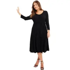 June + Vie by Roaman's Women&rsquo;s Plus Size Pleated Sweater Dress