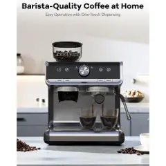 Jojoka 20 Bar Espresso Machine with Grinder & Milk Frother, 95oz Water Tank, Stainless Steel Coffee Maker for Home Caf&eacute;-Style Lattes & Cappuccinos