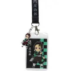 Demon Slayer Checkerboard Design Wrist Lanyard with ID Card and Plastic Charm