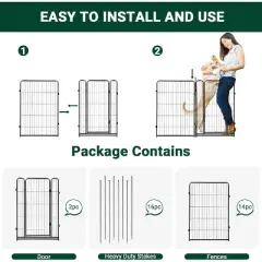 Nasitip 40"/48" Black 8/16-Panel Dog Playpen, Indoor Outdoor Heavy Duty Metal Pet Exercise Pen with Wide Door & Low Threshold