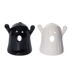 Transpac Ceramic Ghost Tea Light Holder Set of 2 Halloween Home Decorations for Spooky Ambiance